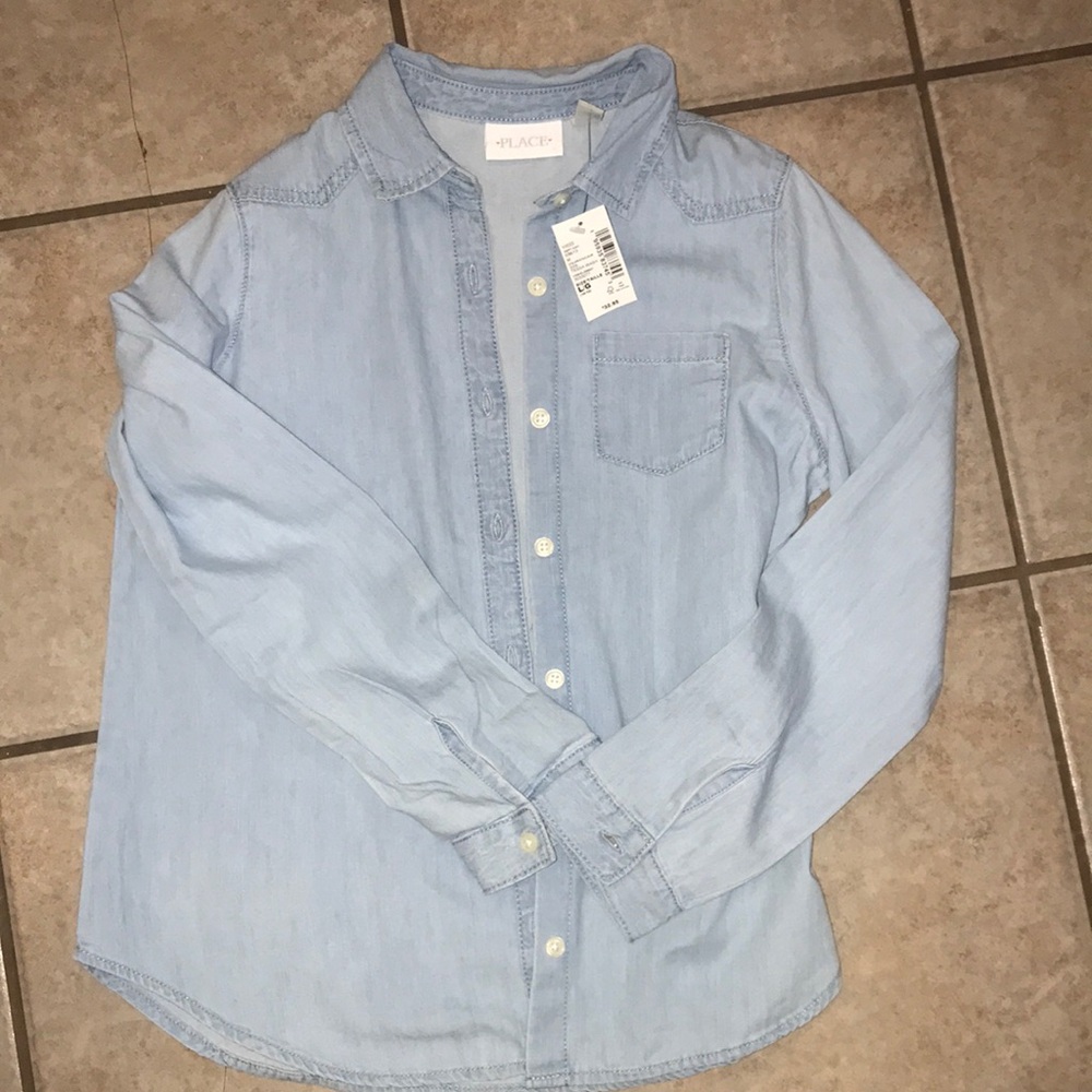 Light Wash Jean Button Down Shirt